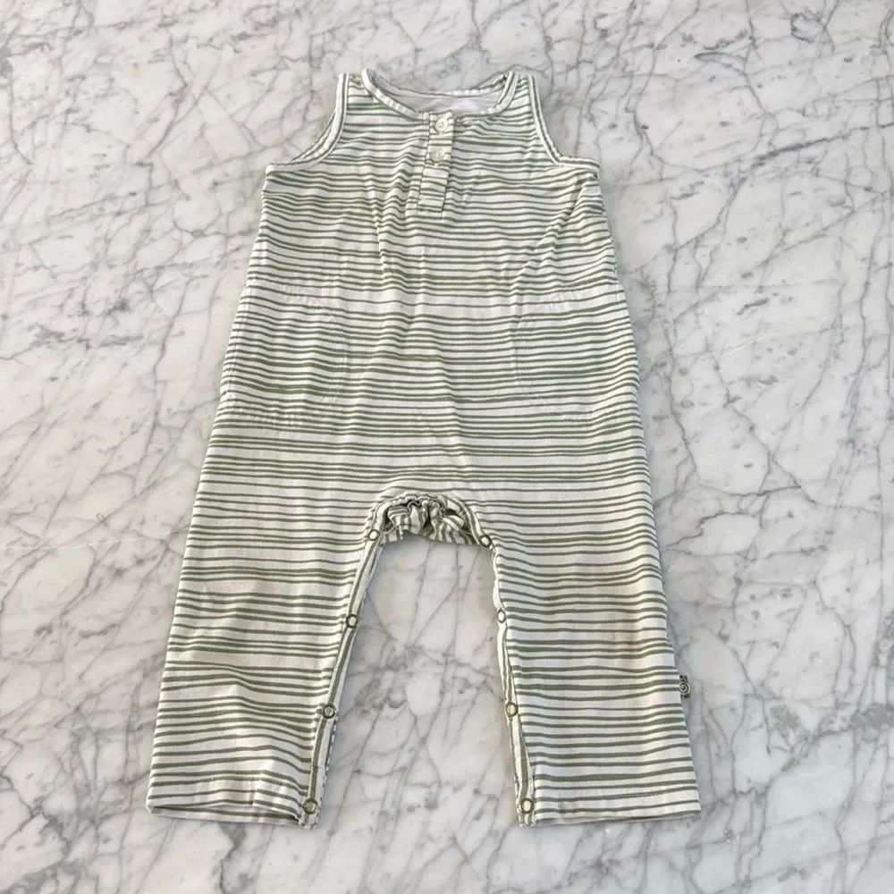 Nui Organics Helena Romper Green Striped Toddler Unisex 12/18 Months